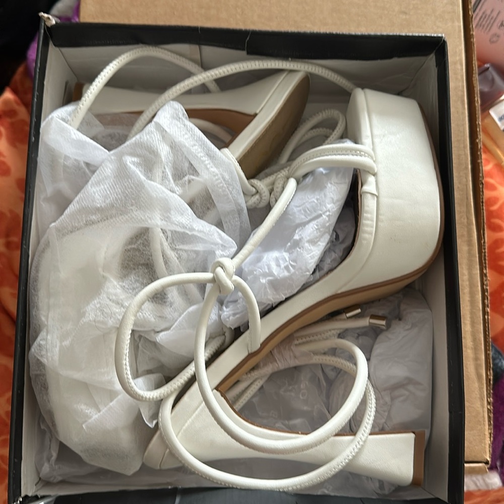 White EGO platform heels
